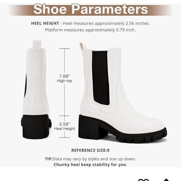 NEW Lug Sole Platform Boots Mid Calf Elastic Chunky Block Heel Chelsea Booties - Picture 2 of 8